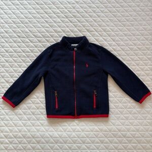 Ralph Lauren Baby Toddler Boys Logo Fleece Sweatshirt Blue Kids Size 24M Zip Up